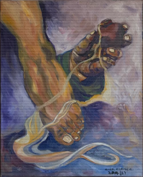 She poured oil on His feet