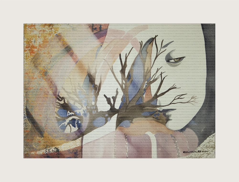 Vrou gesig met takke